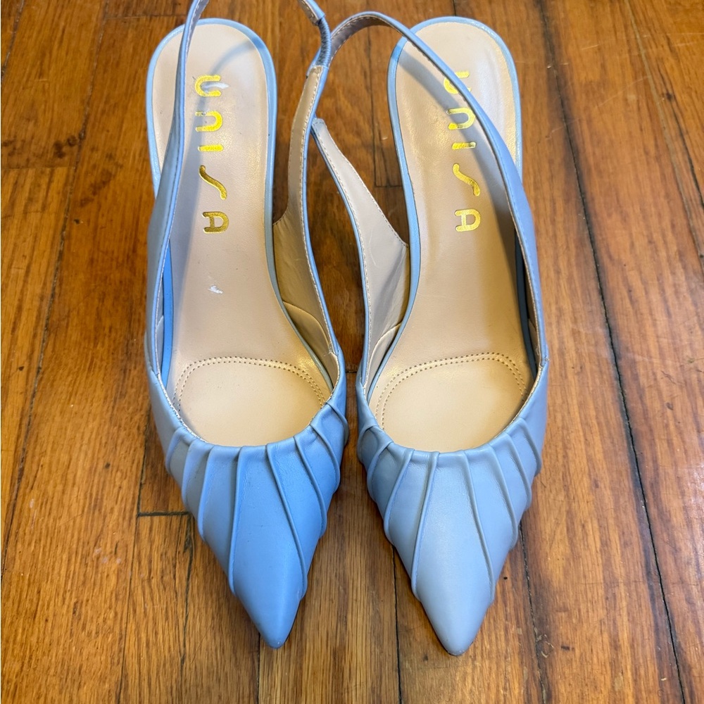 Unisa Light Blue Pointed Slingback Heels